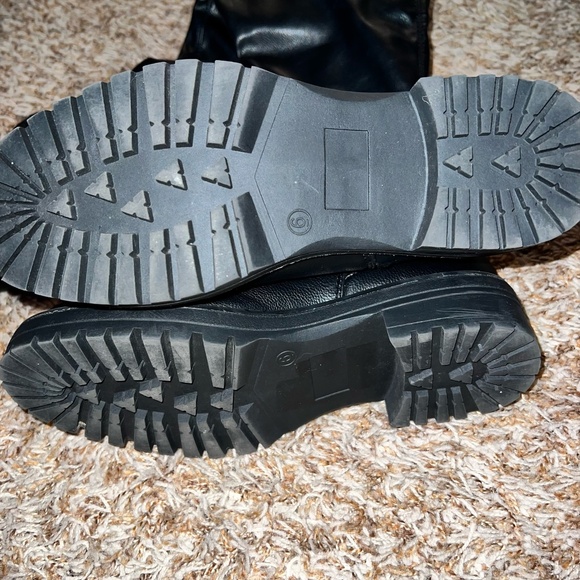 ASOS Design Kate Flat Over the Knee Faux Leather Black Boots - Size 6 - Picture 10 of 12